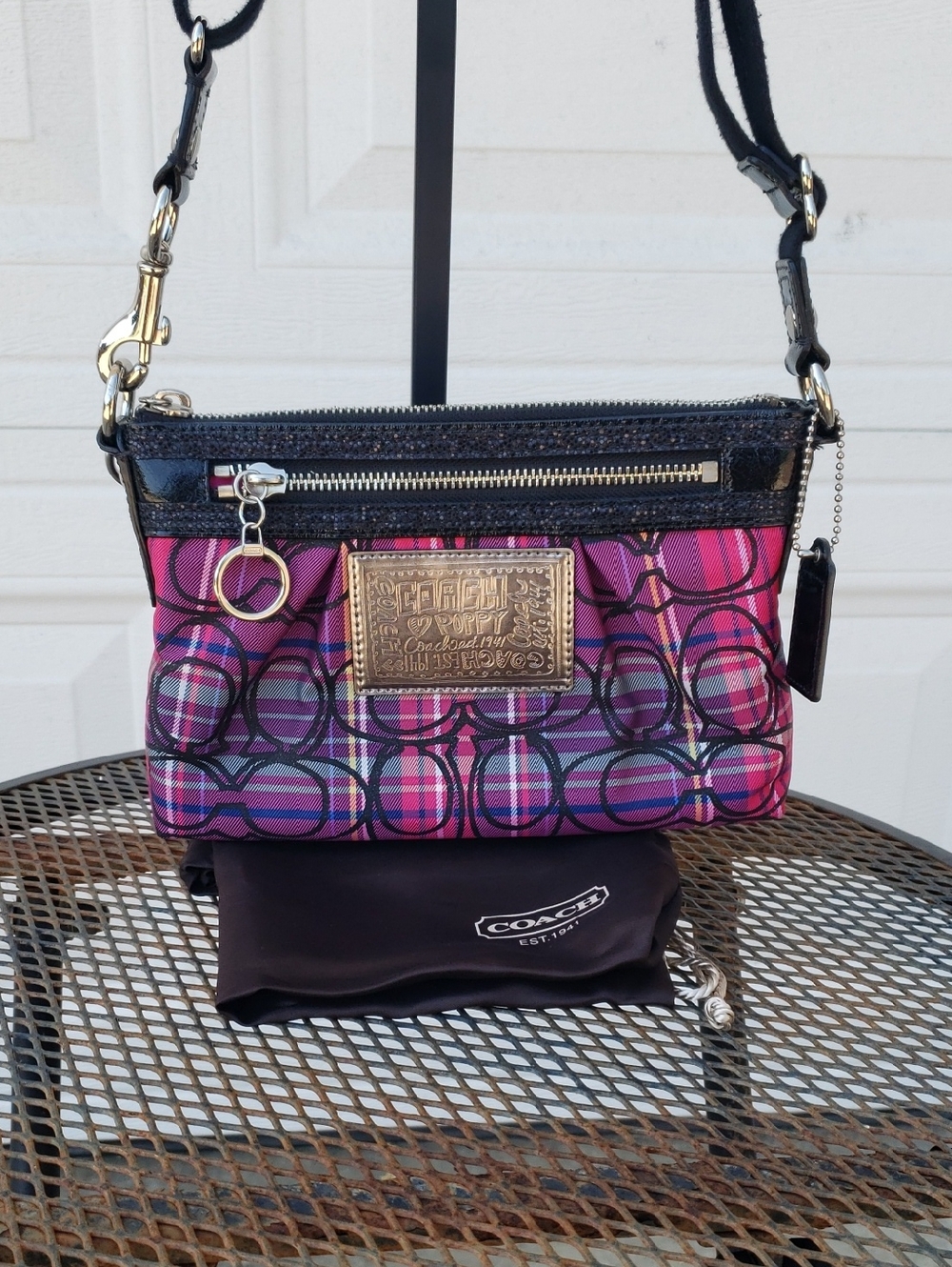 Coach Poppy CC Monogram Tartan Plaid Mini Crossbody Bag Y2K Multicolor Classic